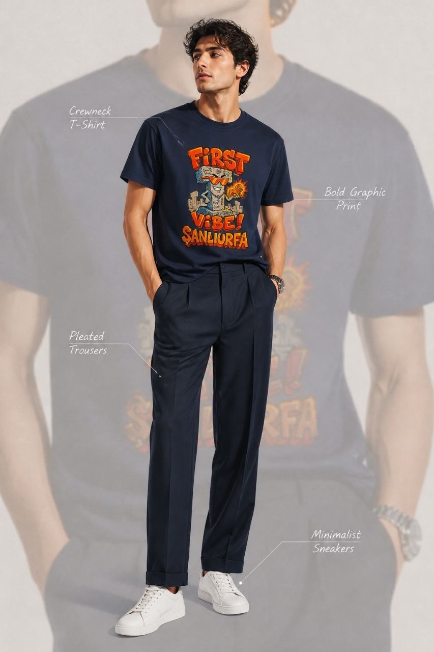 First Vibe Şanlıurfa Esprili %100 Pamuklu Tasarım T-Shirt