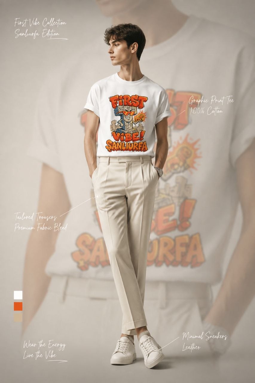 First Vibe Şanlıurfa Esprili %100 Pamuklu Tasarım T-Shirt