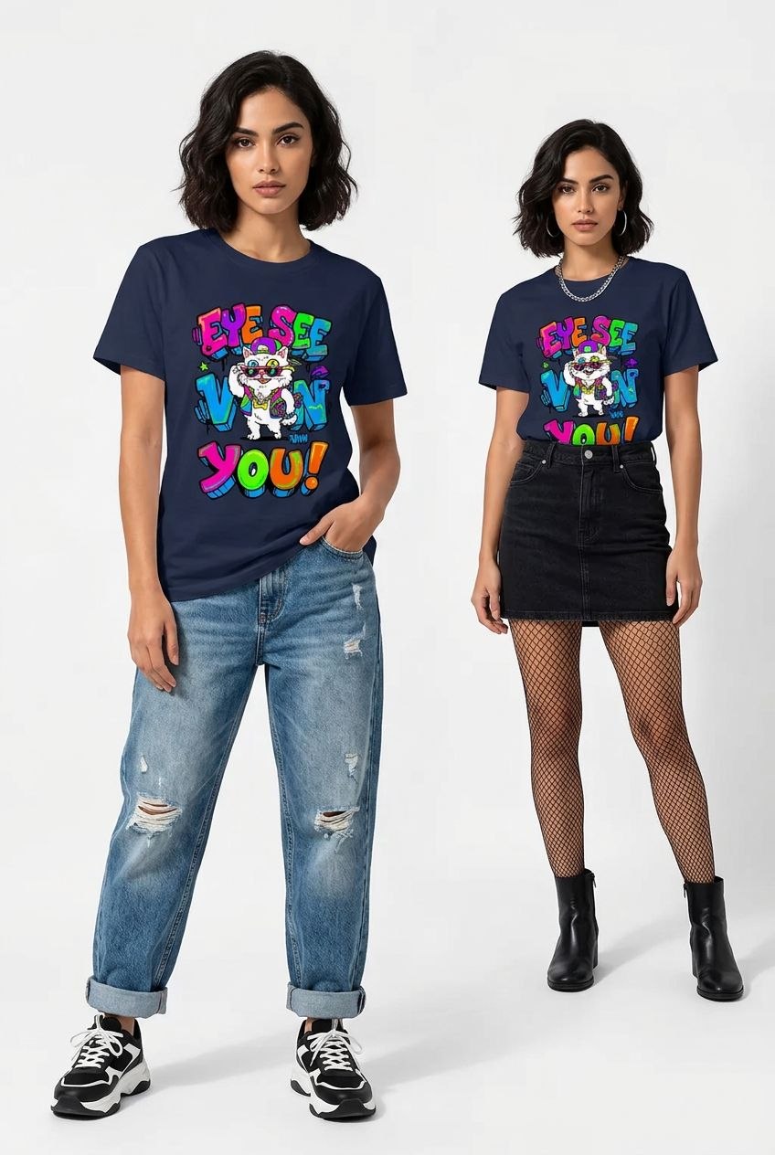 Eye See Van You Esprili %100 Pamuklu Tasarım T-Shirt