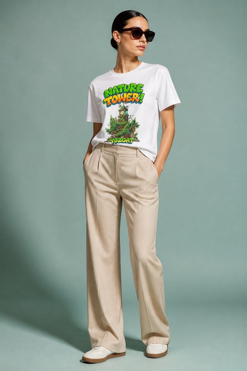Nature Tower Yozgat Esprili %100 Pamuklu Tasarım T-Shirt