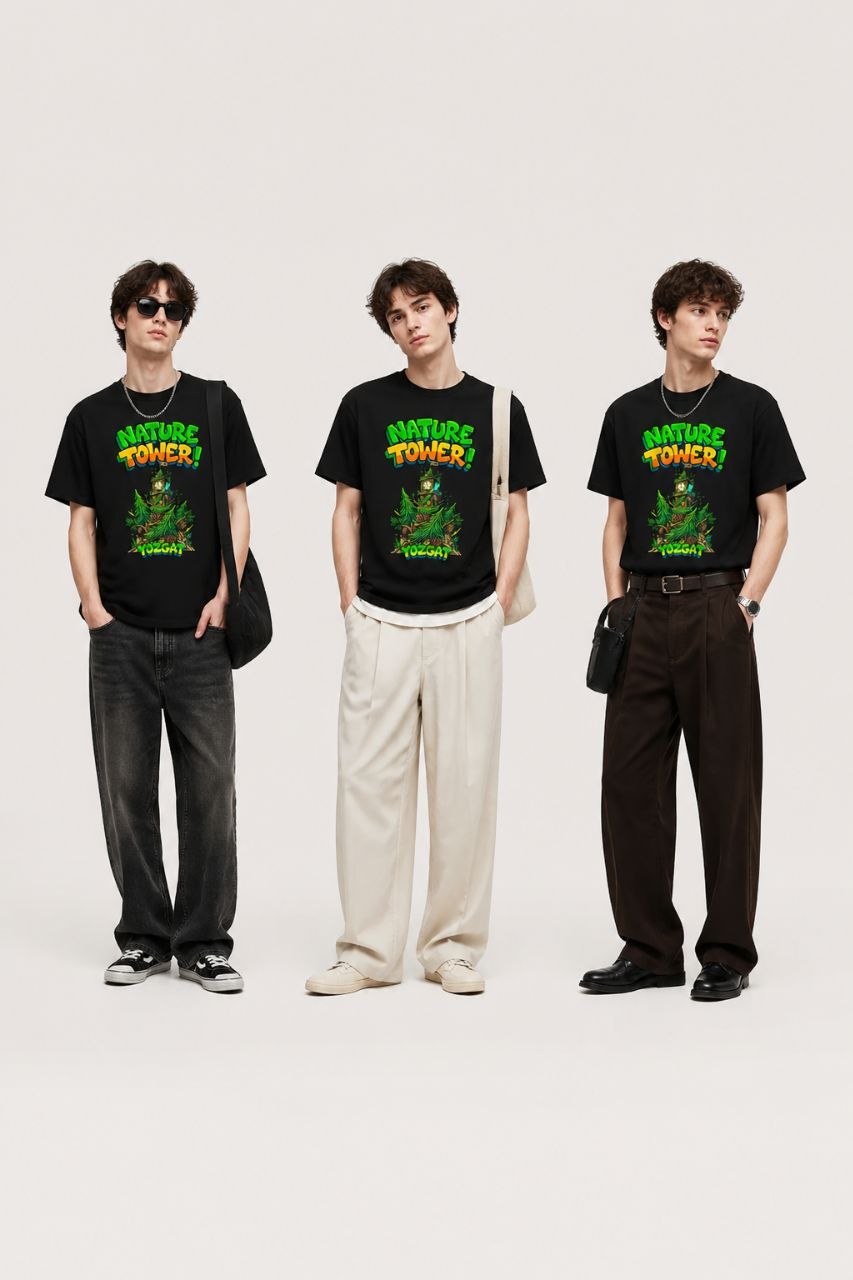Nature Tower Yozgat Esprili %100 Pamuklu Tasarım T-Shirt