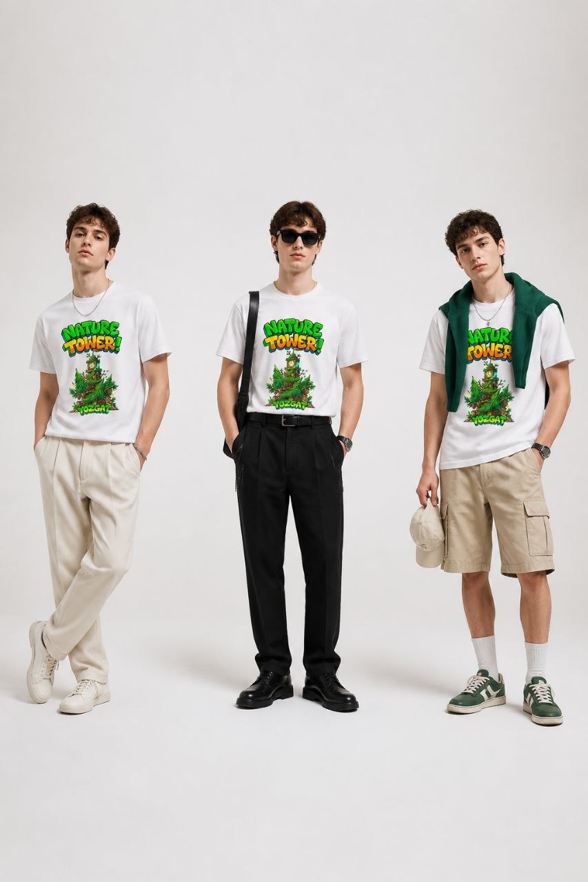 Nature Tower Yozgat Esprili %100 Pamuklu Tasarım T-Shirt