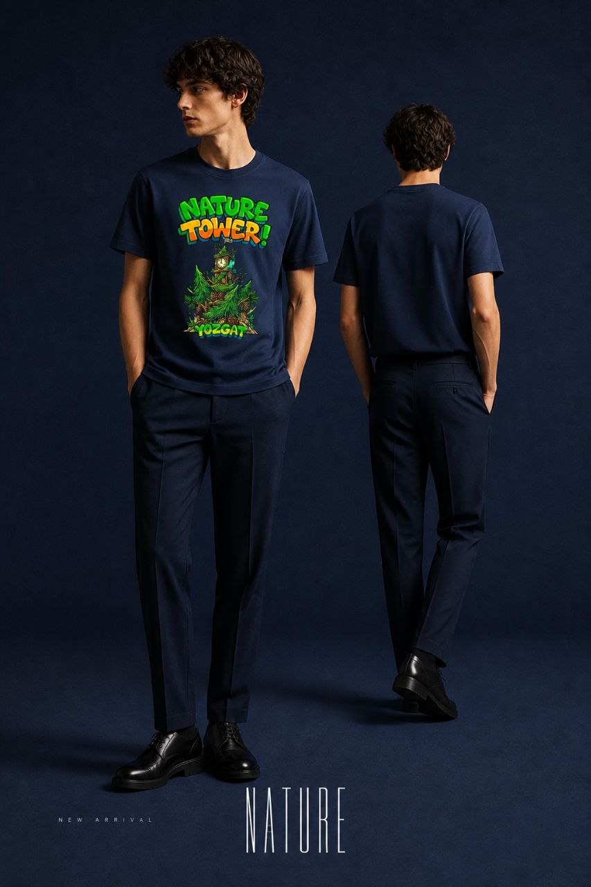 Nature Tower Yozgat Esprili %100 Pamuklu Tasarım T-Shirt