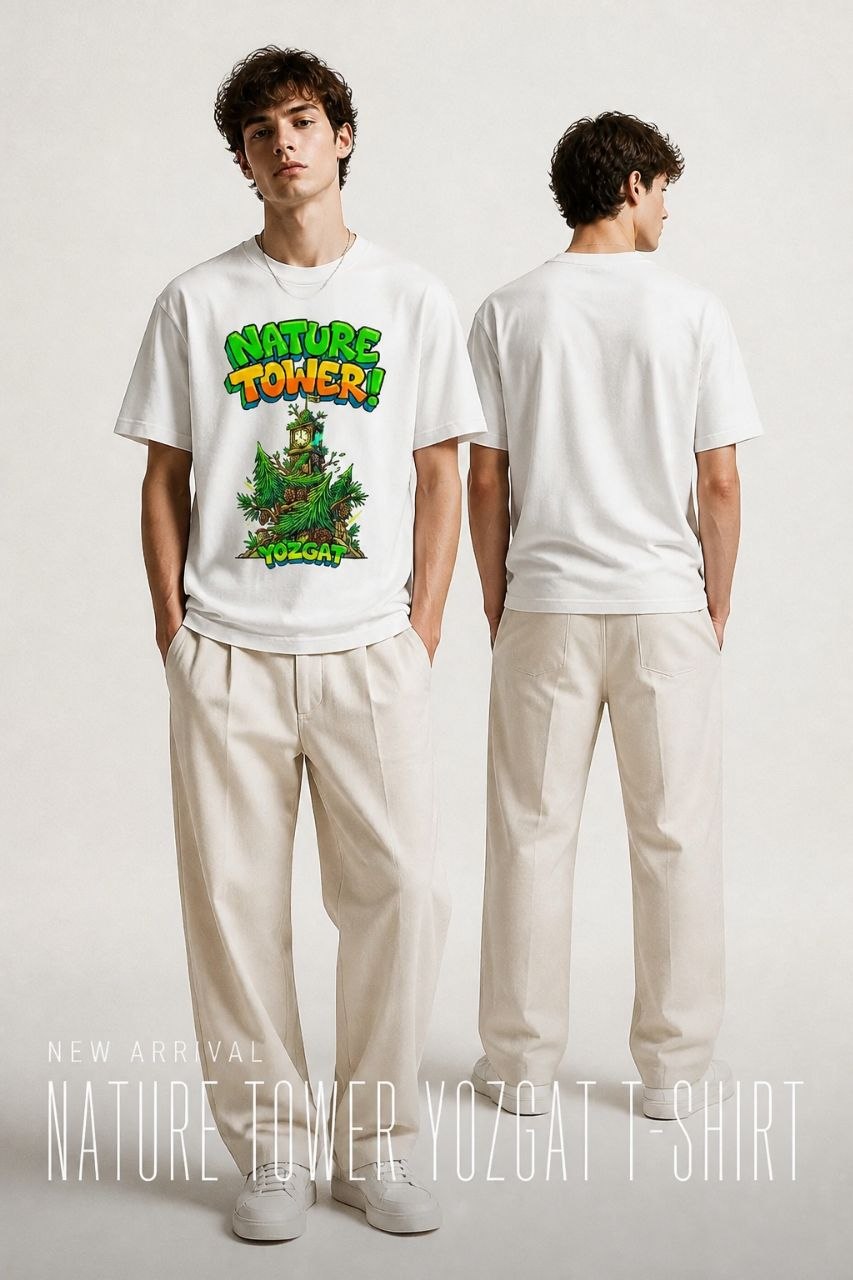 Nature Tower Yozgat Esprili %100 Pamuklu Tasarım T-Shirt
