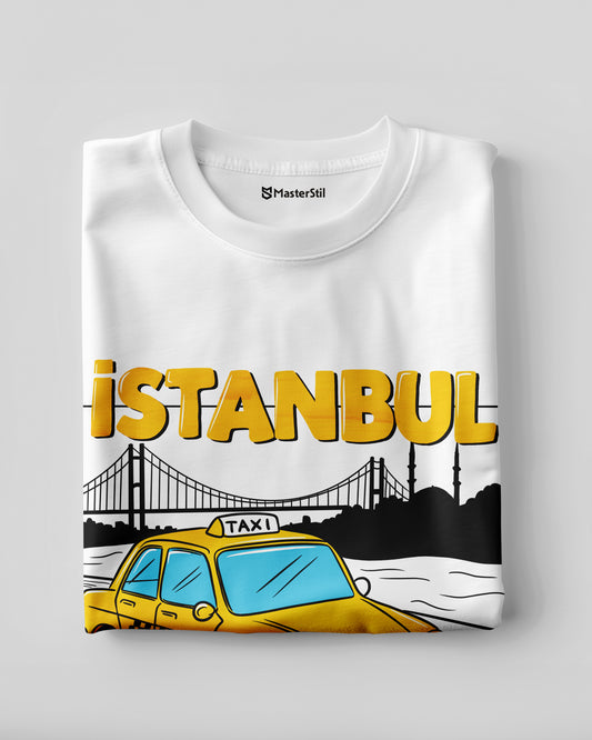 Istanbul Humor T-Shirt - Turtle Challenging the Taxi
