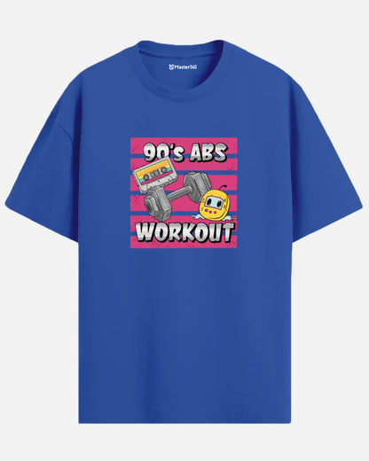 90’s Abs Workout – Mizahi 90’lar PopArt Tişört | Oversize | Retro Fitness Esintili Tasarım