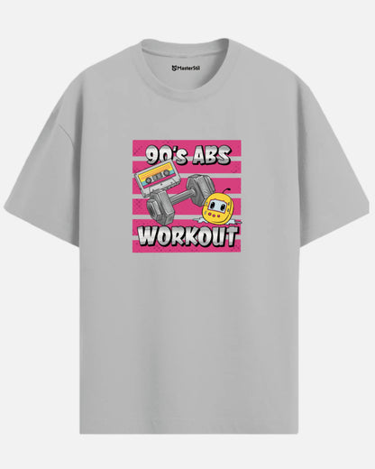 90’s Abs Workout – Mizahi 90’lar PopArt Tişört | Oversize | Retro Fitness Esintili Tasarım
