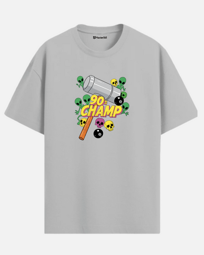 90’s Champ – Retro Oyun Temalı Uzaylı Tokatlayan PopArt Tişört | Oversize Eğlenceli Unisex Tasarım