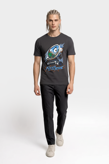 Focus On The Ride Motorcu Esprili %100 Pamuklu Tasarım T-Shirt