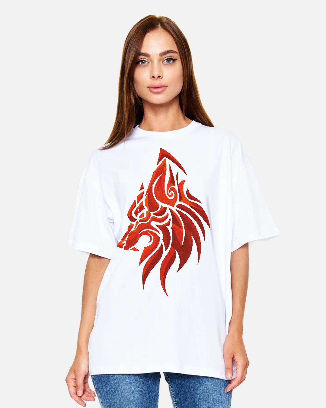 Ateşin Ruhu - Tribal Kurt - Oversize Tişört