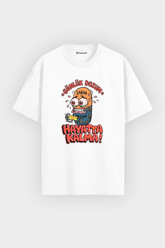Oversize Günlük Dozum Esprili %100 Pamuklu Tasarım T-Shirt