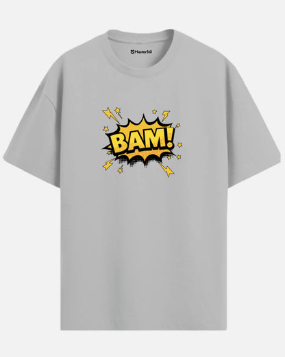 BAM! – Sarı Çizgi Roman Efekti PopArt Tişört | Oversize Eğlenceli ve Enerjik Tasarım