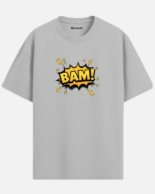 BAM! – Yellow Comic Book Effect PopArt T-Shirt | Oversized Fun and Energetic Design