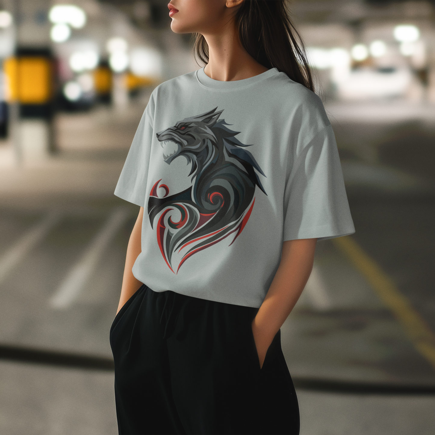 Blood Howl | Tribal Kurt Çığlığı Oversize Tişört