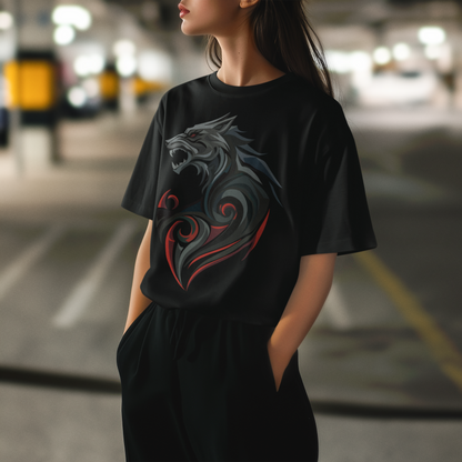 Blood Howl | Tribal Kurt Çığlığı Oversize Tişört