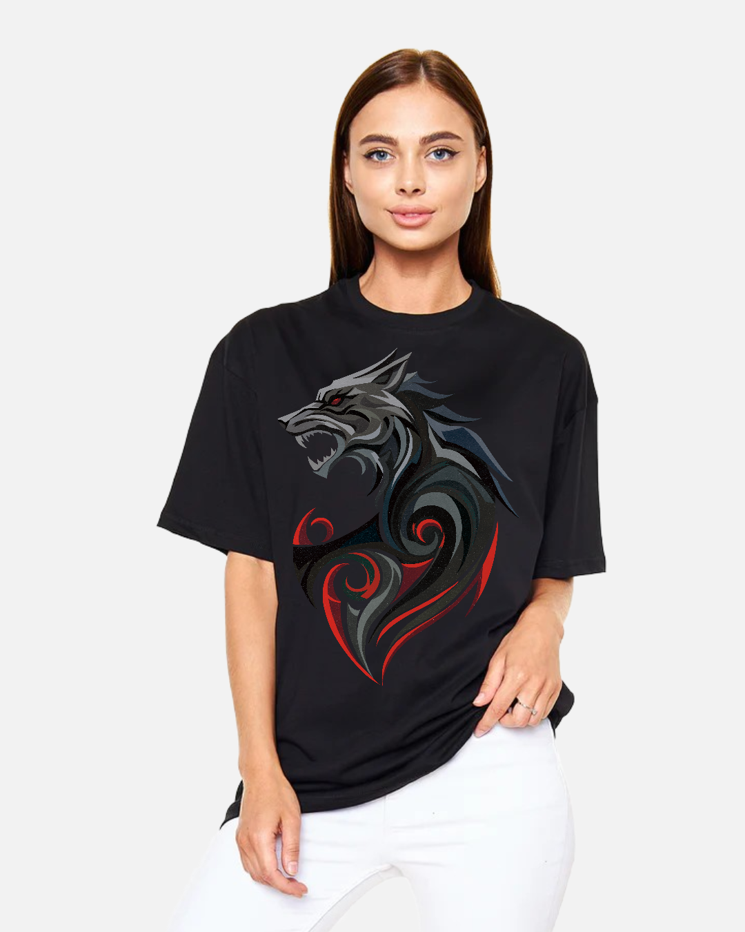 Blood Howl | Tribal Kurt Çığlığı Oversize Tişört