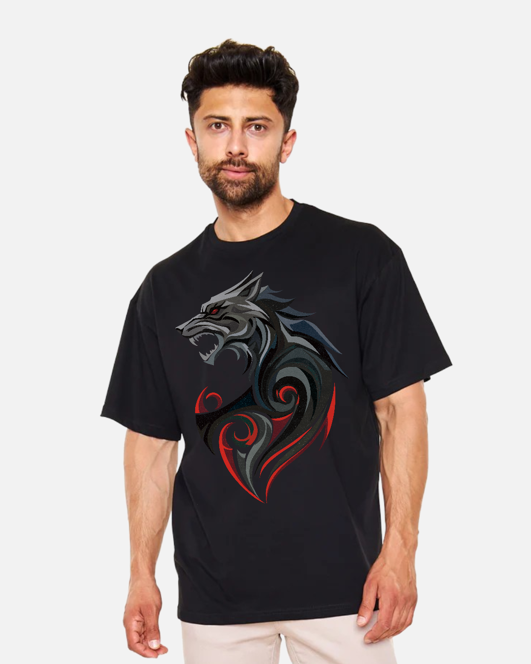 Blood Howl | Tribal Kurt Çığlığı Oversize Tişört