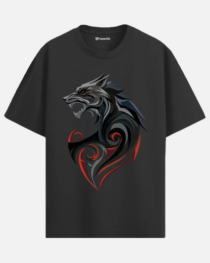 Blood Howl | Tribal Wolf Scream Oversize T-Shirt