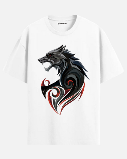 Blood Howl | Tribal Wolf Scream Oversize T-Shirt