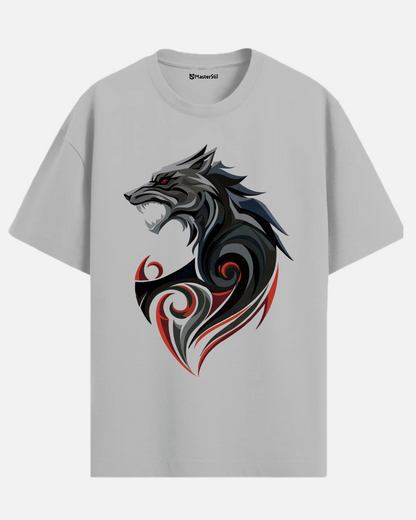 Blood Howl | Tribal Wolf Scream Oversize T-Shirt