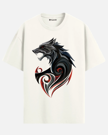 Blood Howl | Tribal Wolf Scream Oversize T-Shirt