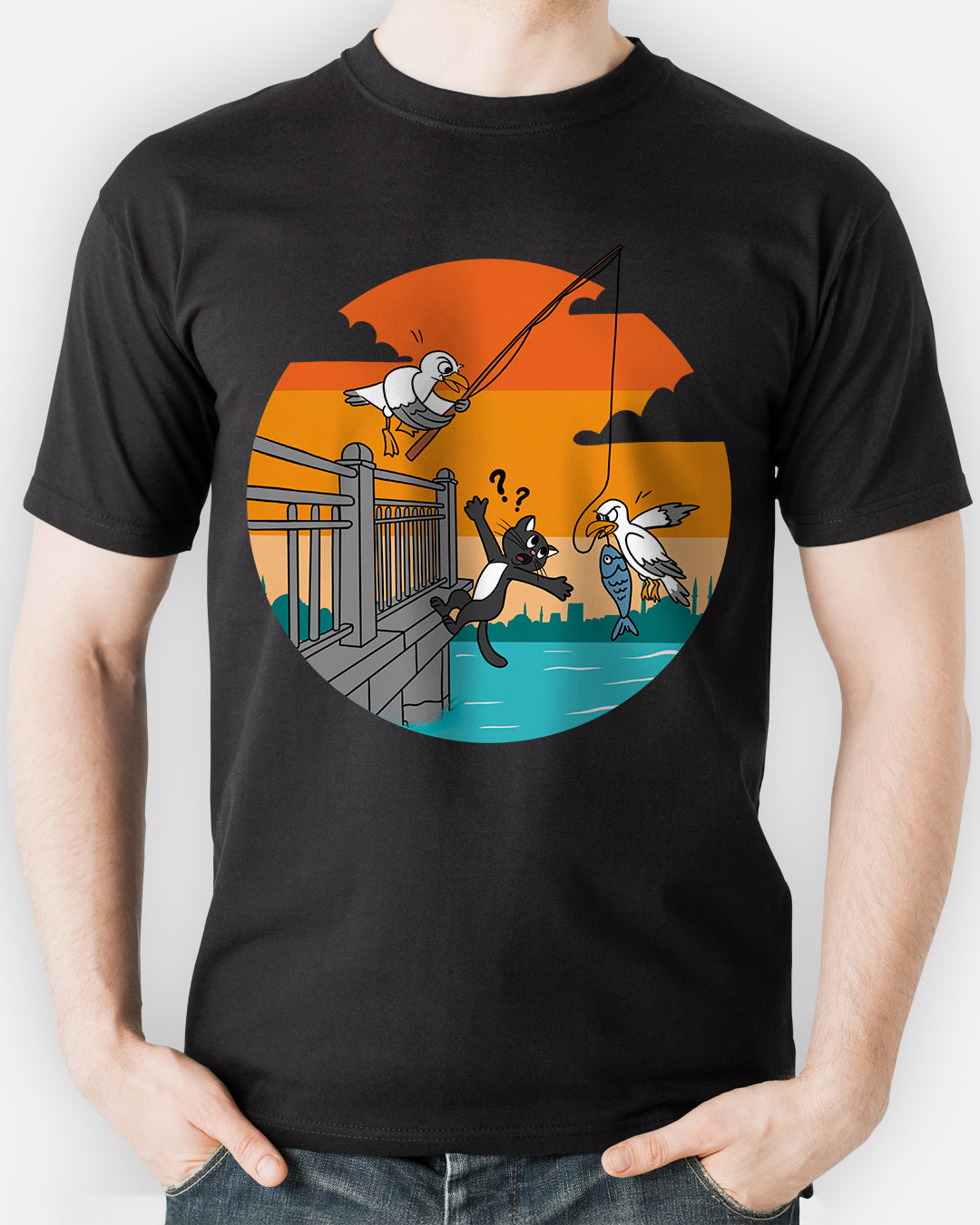 Boğazda Balık, Kediye Şaka – İstanbul Mizahı Unisex Tişört
