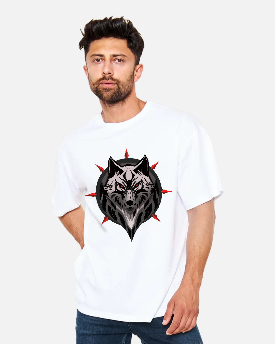 Crimson Eyes | Kan Kırmızısı Bakışlı Kurt Oversize Tişört