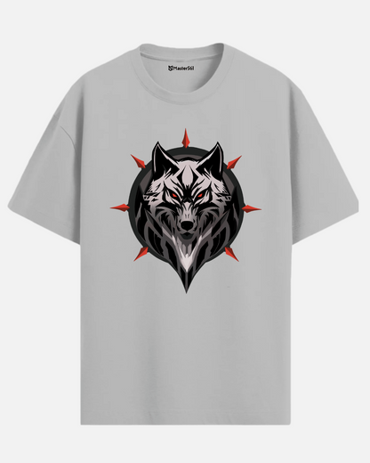 Crimson Eyes | Blood-Red-Glaring Wolf Oversize T-Shirt