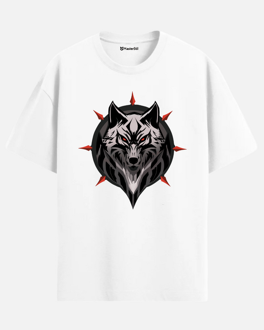 Crimson Eyes | Blood-Red-Glaring Wolf Oversize T-Shirt