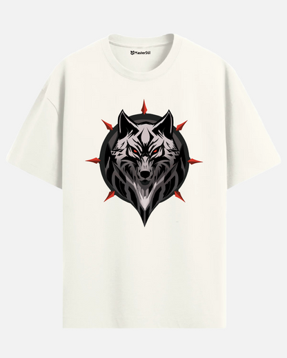 Crimson Eyes | Blood-Red-Glaring Wolf Oversize T-Shirt