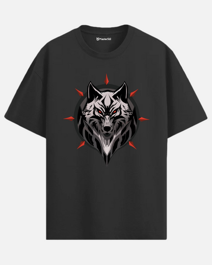 Crimson Eyes | Blood-Red-Glaring Wolf Oversize T-Shirt