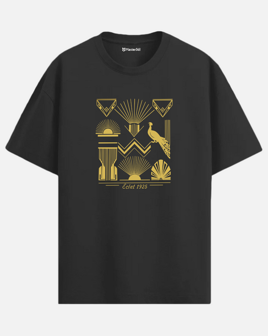Éclat 1925 – Art Deco Gold Geometric Design T-Shirt - Unisex Oversize Vintage Style