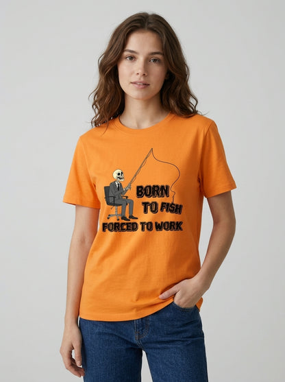 Born To Fish Balıkçı %100 Pamuklu Tasarım T-Shirt
