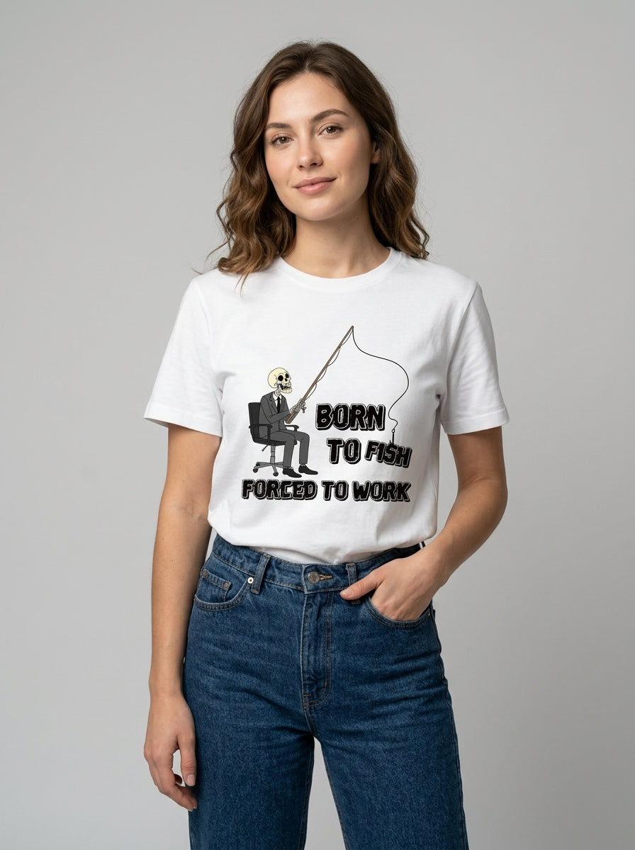 Born To Fish Balıkçı %100 Pamuklu Tasarım T-Shirt