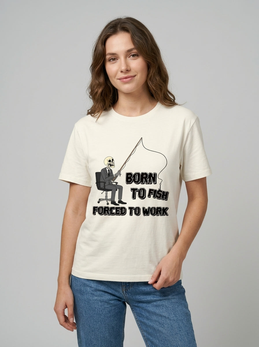 Born To Fish Balıkçı %100 Pamuklu Tasarım T-Shirt