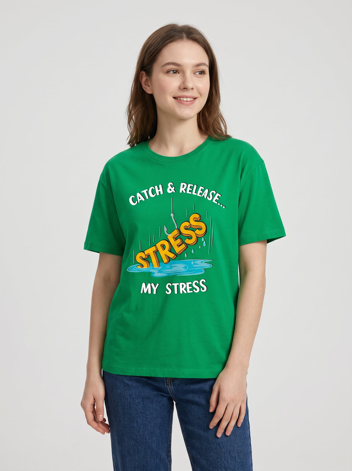 Catch Release Stres Atan Balıkçı %100 Pamuklu Tasarım T-Shirt