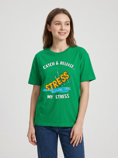 Catch Release Stres Atan Balıkçı %100 Pamuklu Tasarım T-Shirt