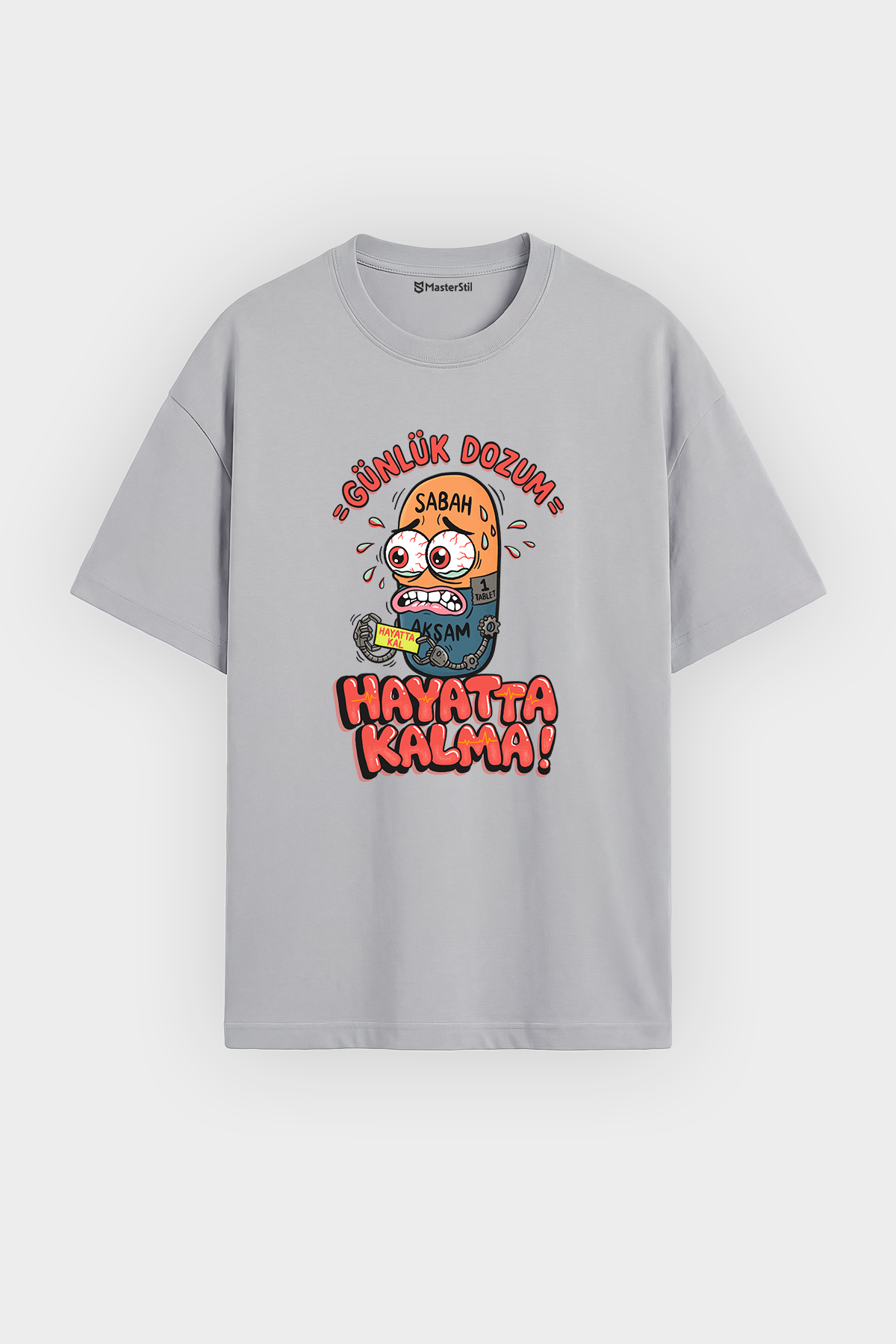 Oversize Günlük Dozum Esprili %100 Pamuklu Tasarım T-Shirt