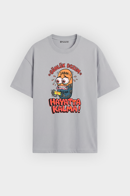 Oversize Günlük Dozum Esprili %100 Pamuklu Tasarım T-Shirt