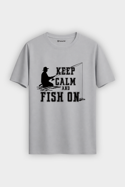 Keep Calm Balıkçı %100 Pamuklu Tasarım T-Shirt