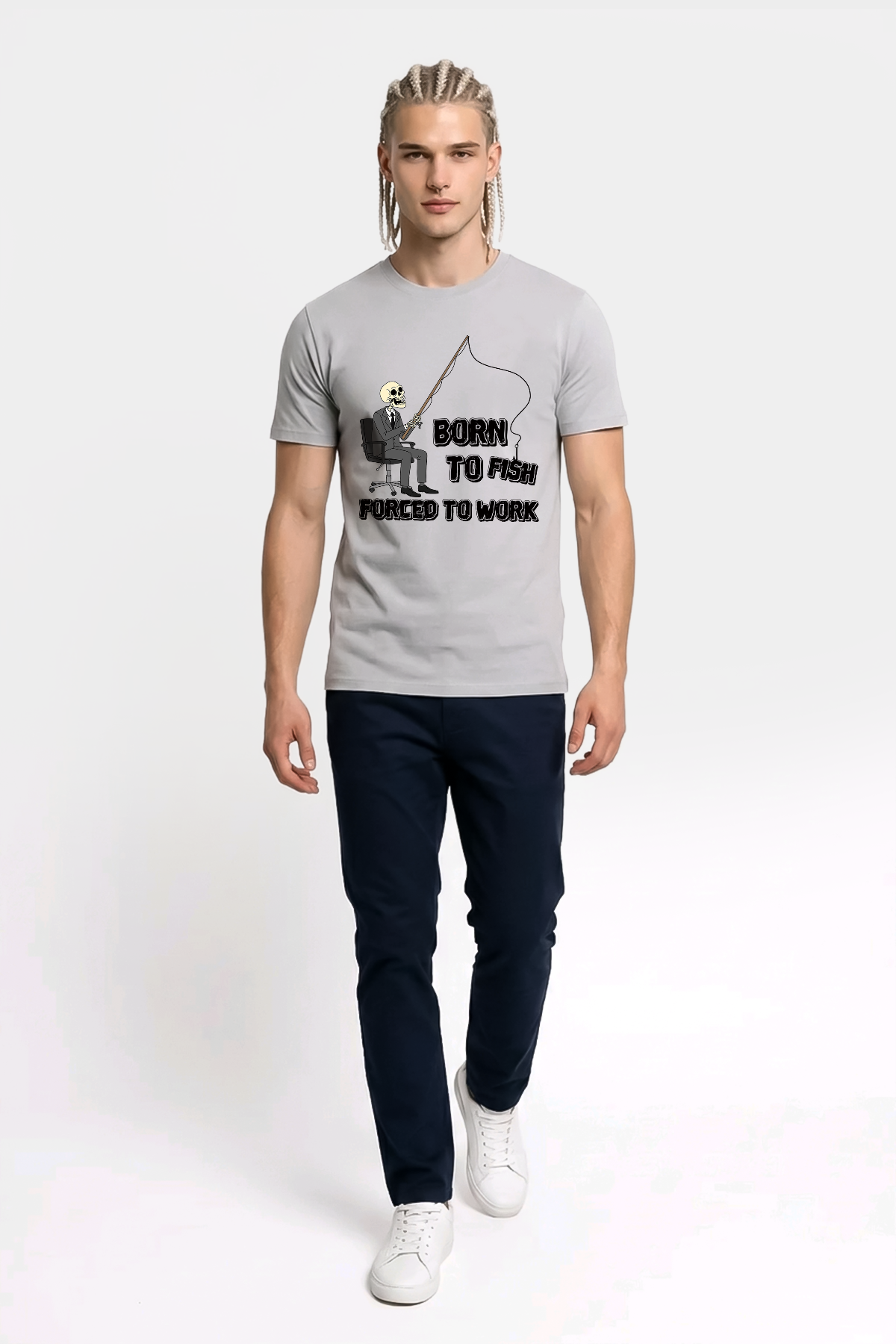 Born To Fish Balıkçı %100 Pamuklu Tasarım T-Shirt