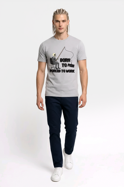 Born To Fish Balıkçı %100 Pamuklu Tasarım T-Shirt