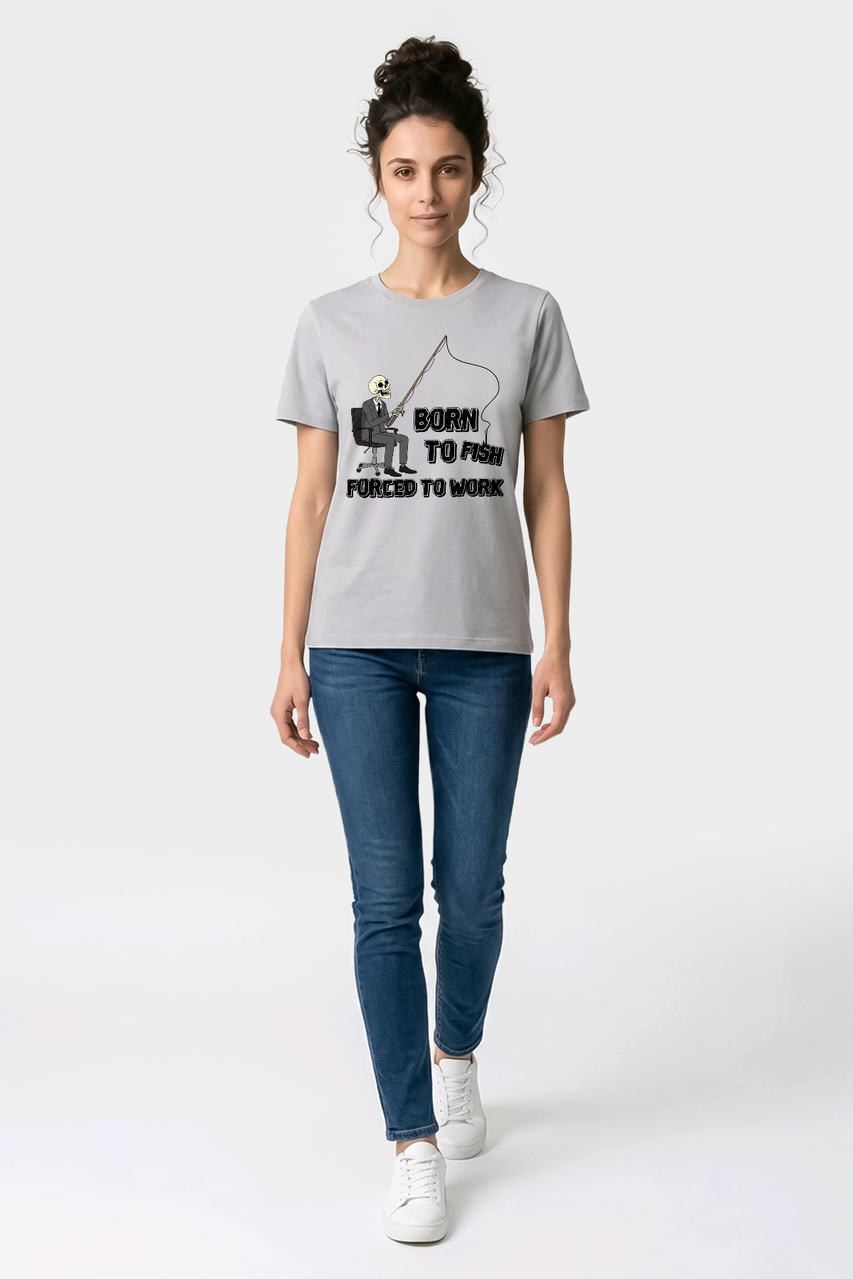 Born To Fish Balıkçı %100 Pamuklu Tasarım T-Shirt