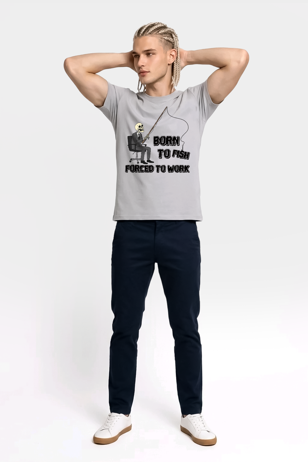 Born To Fish Balıkçı %100 Pamuklu Tasarım T-Shirt