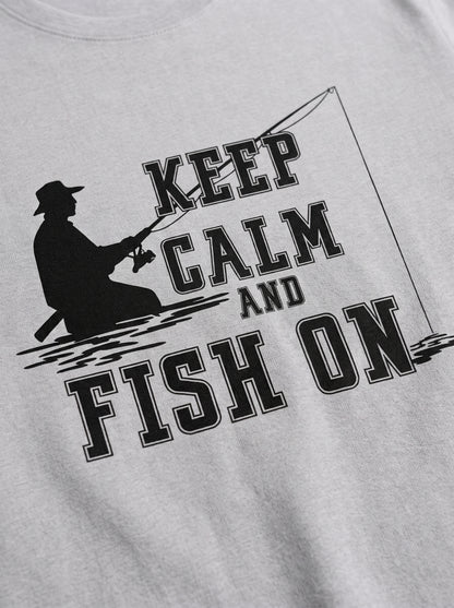 Keep Calm Balıkçı %100 Pamuklu Tasarım T-Shirt