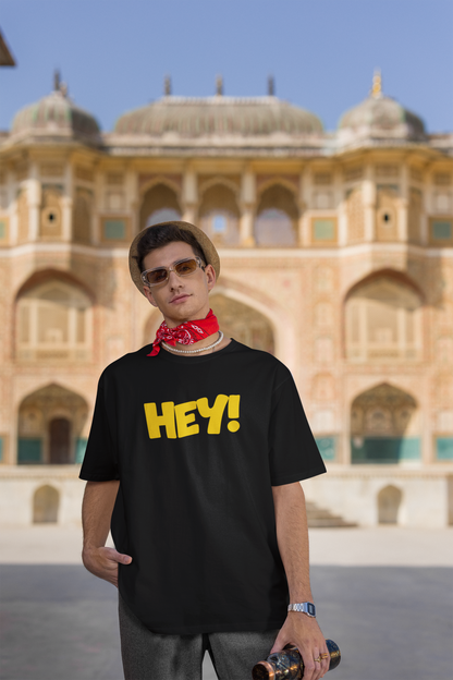 HEY! – Cesur ve Eğlenceli PopArt Unisex Oversize Tişört