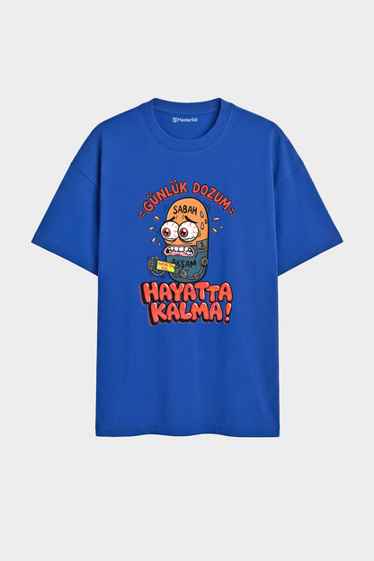 Oversize Günlük Dozum Esprili %100 Pamuklu Tasarım T-Shirt