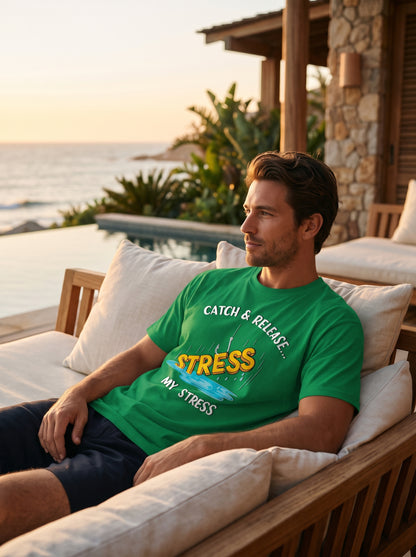 Catch Release Stres Atan Balıkçı %100 Pamuklu Tasarım T-Shirt