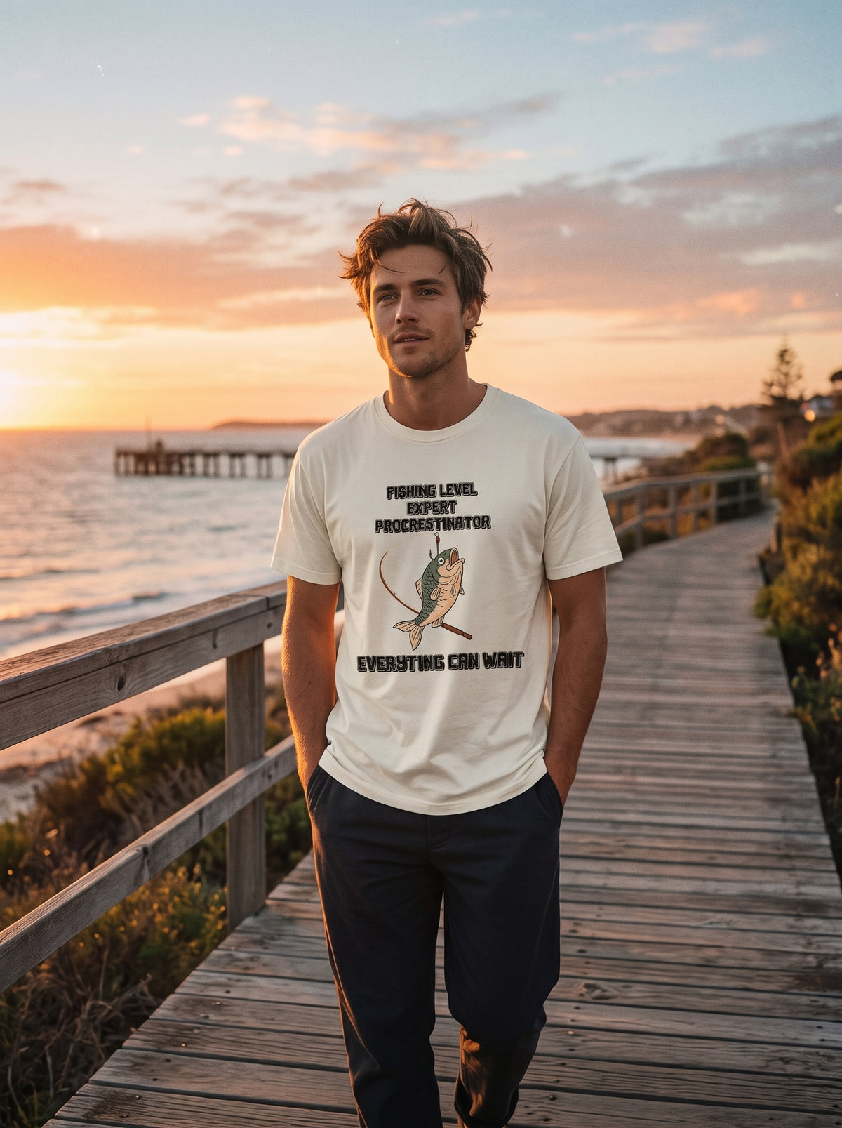 Expert Procrastinator Balıkçı %100 Pamuklu Tasarım T-Shirt