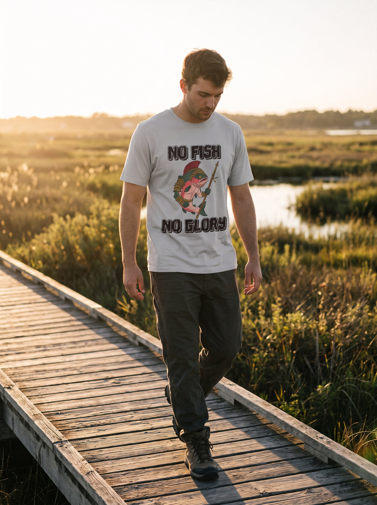 Gladiator Fish Balıkçı %100 Pamuklu Tasarım T-Shirt